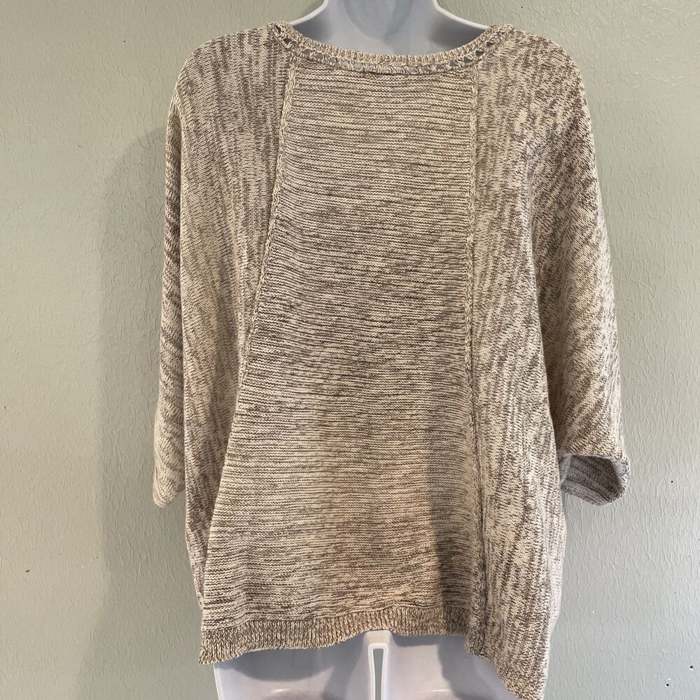 J Jill Purejill Boat Neck 3/4 Sleeve Pullover Sweater XL Beige Tan Cotton Shawl - Picture 4 of 7